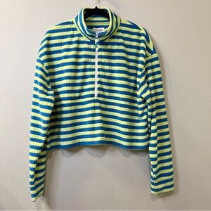 Sincerely Jules for Bandier Striped Oversized Pullover Turtleneck Crop Sweater